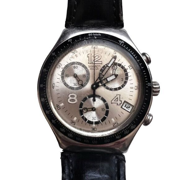 Vintage Men's Swatch Irony Chronograph Watch 4 Jewels V8 Swiss Made Patented‎ WR - Picture 1 of 16